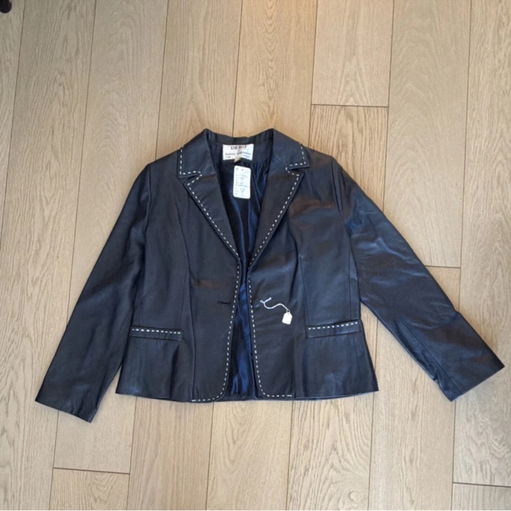 Rocco D'Amelio Blue Leather Blazer Jacket
